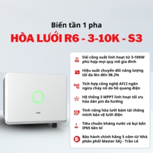 Biến Tần Hòa Lưới SAJ R6 3-10kW Bám Tải 1 Pha